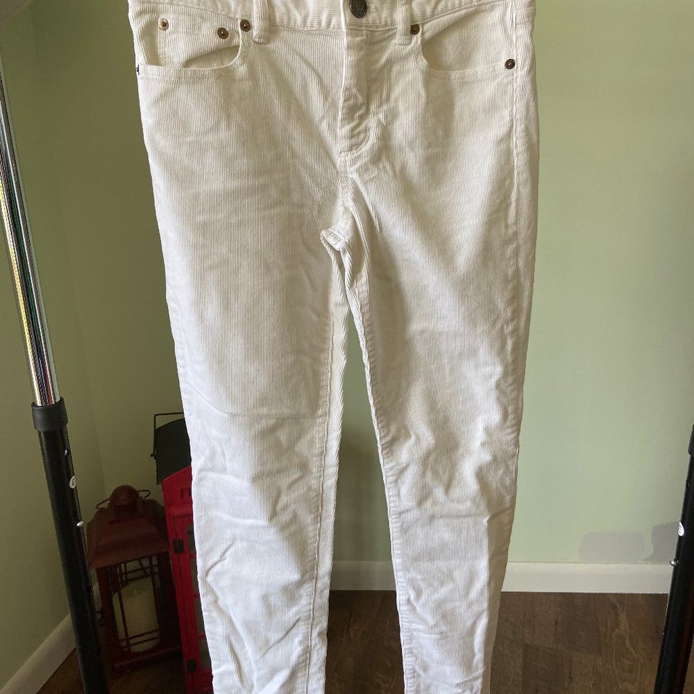 J Crew Toothpick Corduroy Jeans White 27